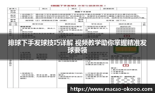 排球下手发球技巧详解 视频教学助你掌握精准发球要领